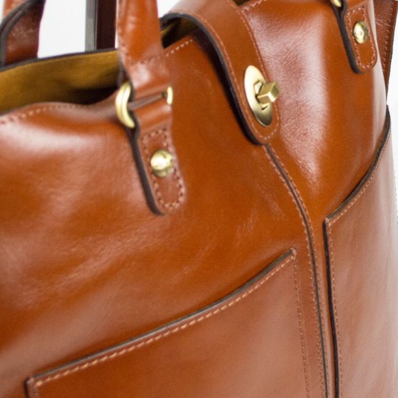 Patricia Nash Brown Tan Marseille Leather Grommet Tote Purse Shoulder Bag - Picture 4 of 16